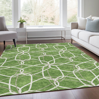 Piper Looms Mayfield Geometric AMF950 Green Machine Washable Area Rug Lifestyle Image Feature