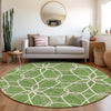Piper Looms Mayfield Geometric AMF950 Green Machine Washable Area Rug Round Lifestyle Image Feature