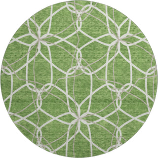 Piper Looms Mayfield Geometric AMF950 Green Machine Washable Area Rug Round Main Image