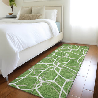 Piper Looms Mayfield Geometric AMF950 Green Machine Washable Area Rug Runner Lifestyle Image Feature