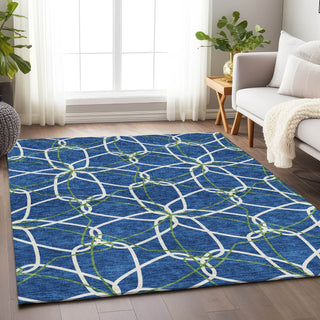 Piper Looms Mayfield Geometric AMF950 Navy Machine Washable Area Rug Lifestyle Image Feature