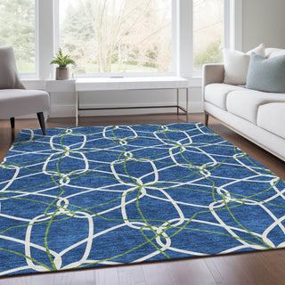 Piper Looms Mayfield Geometric AMF950 Navy Machine Washable Area Rug Lifestyle Image Feature