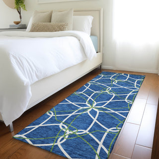 Piper Looms Mayfield Geometric AMF950 Navy Machine Washable Area Rug Runner Lifestyle Image Feature