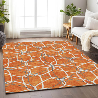 Piper Looms Mayfield Geometric AMF950 Orange Machine Washable Area Rug Lifestyle Image Feature