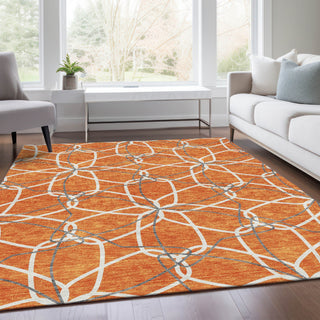 Piper Looms Mayfield Geometric AMF950 Orange Machine Washable Area Rug Lifestyle Image Feature