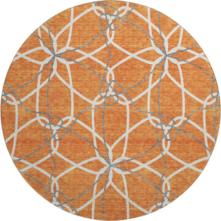 Piper Looms Mayfield Geometric AMF950 Orange Machine Washable Area Rug Round Main Image