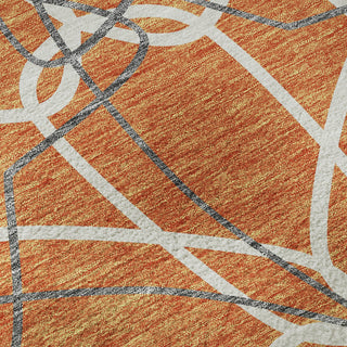Piper Looms Mayfield Geometric AMF950 Orange Machine Washable Area Rug Swatch Image