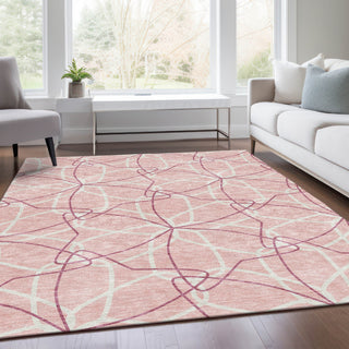 Piper Looms Mayfield Geometric AMF950 Pink Machine Washable Area Rug Lifestyle Image Feature