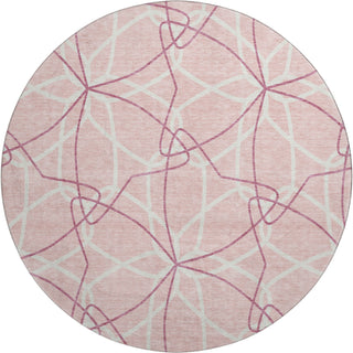 Piper Looms Mayfield Geometric AMF950 Pink Machine Washable Area Rug Round Main Image