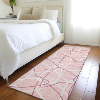 Piper Looms Mayfield Geometric AMF950 Pink Machine Washable Area Rug Runner Lifestyle Image Feature