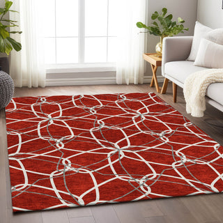 Piper Looms Mayfield Geometric AMF950 Red Machine Washable Area Rug Lifestyle Image Feature