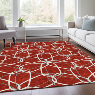 Piper Looms Mayfield Geometric AMF950 Red Machine Washable Area Rug Lifestyle Image Feature