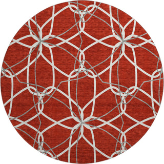 Piper Looms Mayfield Geometric AMF950 Red Machine Washable Area Rug Round Main Image