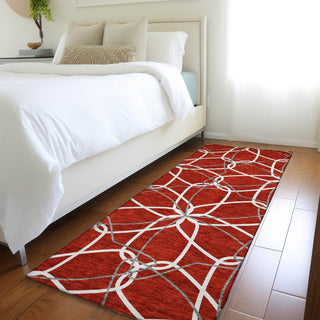 Piper Looms Mayfield Geometric AMF950 Red Machine Washable Area Rug Runner Lifestyle Image Feature