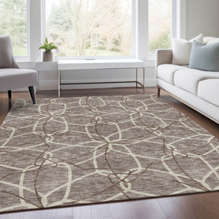 Piper Looms Mayfield Geometric AMF950 Taupe Machine Washable Area Rug Lifestyle Image Feature