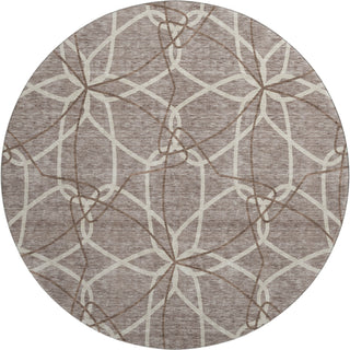 Piper Looms Mayfield Geometric AMF950 Taupe Machine Washable Area Rug Round Main Image