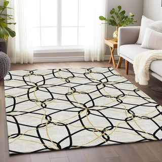 Piper Looms Mayfield Geometric AMF950 White Machine Washable Area Rug Lifestyle Image Feature