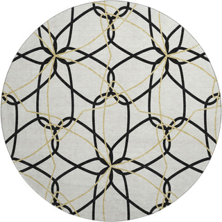 Piper Looms Mayfield Geometric AMF950 White Machine Washable Area Rug Round Main Image