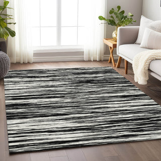 Piper Looms Mayfield Stripes AMF951 Black Machine Washable Area Rug Lifestyle Image Feature