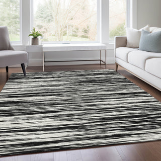 Piper Looms Mayfield Stripes AMF951 Black Machine Washable Area Rug Lifestyle Image Feature
