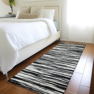 Piper Looms Mayfield Stripes AMF951 Black Machine Washable Area Rug Runner Lifestyle Image Feature