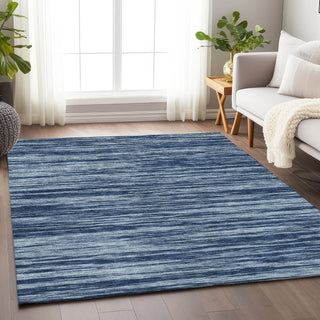 Piper Looms Mayfield Stripes AMF951 Blue Machine Washable Area Rug Lifestyle Image Feature