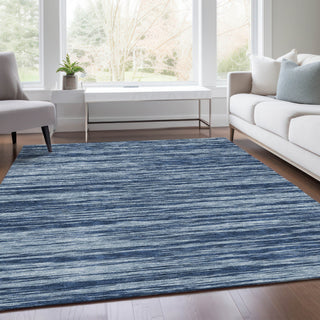 Piper Looms Mayfield Stripes AMF951 Blue Machine Washable Area Rug Lifestyle Image Feature
