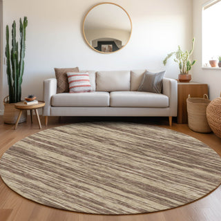 Piper Looms Mayfield Stripes AMF951 Brown Machine Washable Area Rug Round Lifestyle Image Feature