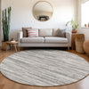 Piper Looms Mayfield Stripes AMF951 Gray Machine Washable Area Rug Round Lifestyle Image Feature