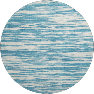 Piper Looms Mayfield Stripes AMF951 Teal Machine Washable Area Rug Round Main Image