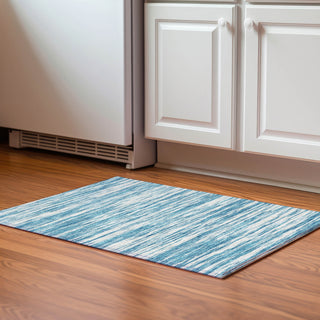 Piper Looms Mayfield Stripes AMF951 Teal Machine Washable Area Rug Scatter Lifestyle Image Feature
