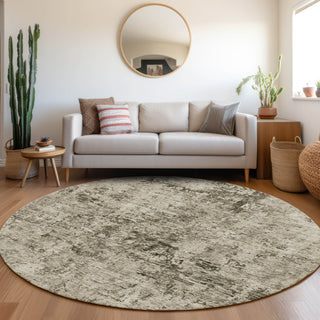 Piper Looms Mayfield Abstract AMF953 Beige Machine Washable Area Rug Round Lifestyle Image Feature