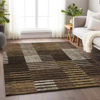 Piper Looms Mayfield Stripes AMF954 Chocolate Machine Washable Area Rug Lifestyle Image Feature