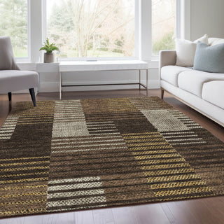 Piper Looms Mayfield Stripes AMF954 Chocolate Machine Washable Area Rug Lifestyle Image Feature