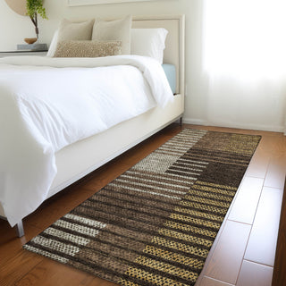 Piper Looms Mayfield Stripes AMF954 Chocolate Machine Washable Area Rug Runner Lifestyle Image Feature