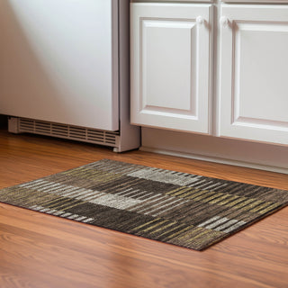 Piper Looms Mayfield Stripes AMF954 Chocolate Machine Washable Area Rug Scatter Lifestyle Image Feature