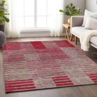 Piper Looms Mayfield Stripes AMF954 Garnet Machine Washable Area Rug Lifestyle Image Feature