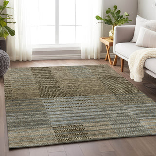 Piper Looms Mayfield Stripes AMF954 Taupe Machine Washable Area Rug Lifestyle Image Feature