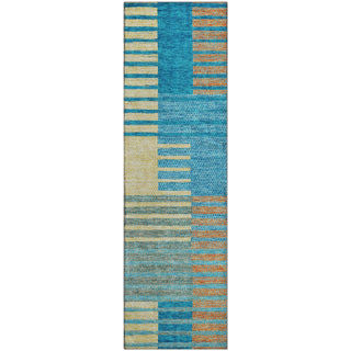Piper Looms Mayfield Stripes AMF954 Teal Machine Washable Area Rug Runner Main Image