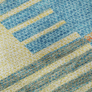 Piper Looms Mayfield Stripes AMF954 Teal Machine Washable Area Rug Swatch Image
