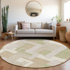 Piper Looms Mayfield Geometric AMF955 Beige Machine Washable Area Rug Round Lifestyle Image Feature