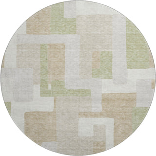 Piper Looms Mayfield Geometric AMF955 Beige Machine Washable Area Rug Round Main Image