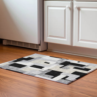 Piper Looms Mayfield Geometric AMF955 Black Machine Washable Area Rug Scatter Lifestyle Image Feature