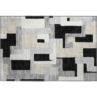 Piper Looms Mayfield Geometric AMF955 Black Machine Washable Area Rug Scatter Main Image