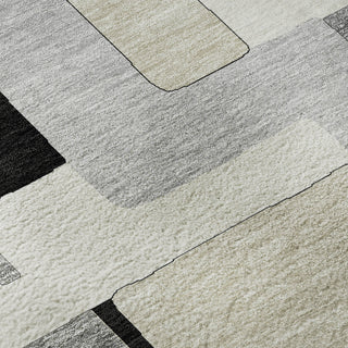 Piper Looms Mayfield Geometric AMF955 Black Machine Washable Area Rug Swatch Image