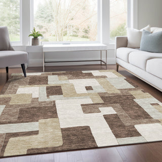 Piper Looms Mayfield Geometric AMF955 Brown Machine Washable Area Rug Lifestyle Image Feature