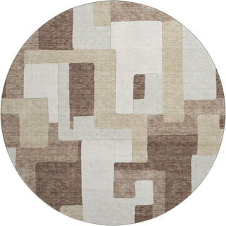 Piper Looms Mayfield Geometric AMF955 Brown Machine Washable Area Rug Round Main Image