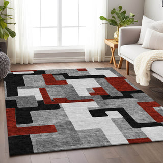 Piper Looms Mayfield Geometric AMF955 Gray Machine Washable Area Rug Lifestyle Image Feature