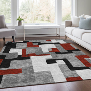 Piper Looms Mayfield Geometric AMF955 Gray Machine Washable Area Rug Lifestyle Image Feature