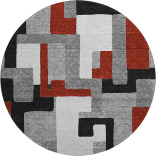 Piper Looms Mayfield Geometric AMF955 Gray Machine Washable Area Rug Round Main Image